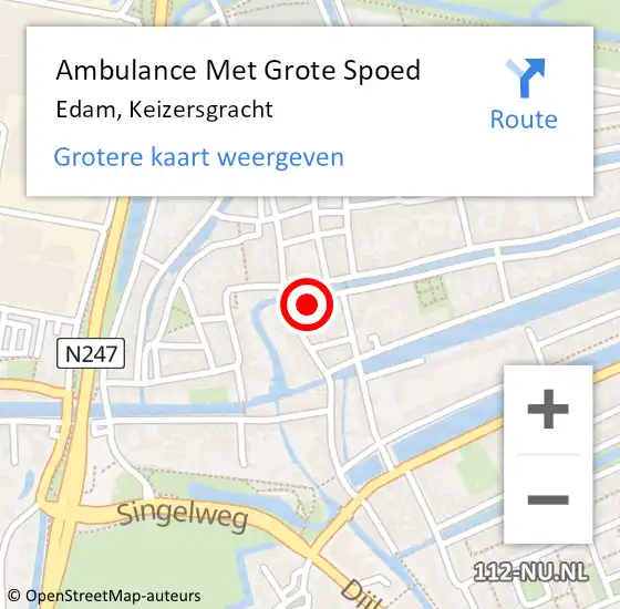 Locatie op kaart van de 112 melding: Ambulance Met Grote Spoed Naar Edam, Keizersgracht op 17 oktober 2021 09:17