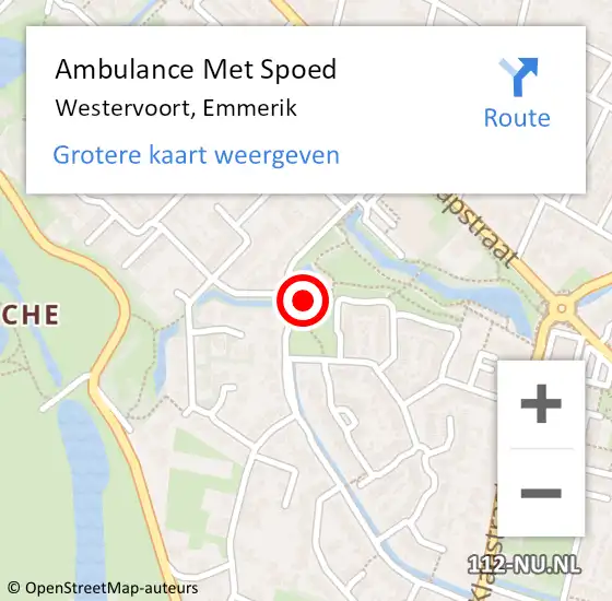 Locatie op kaart van de 112 melding: Ambulance Met Spoed Naar Westervoort, Emmerik op 17 oktober 2021 09:59