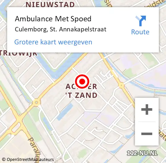 Locatie op kaart van de 112 melding: Ambulance Met Spoed Naar Culemborg, St. Annakapelstraat op 17 oktober 2021 10:04