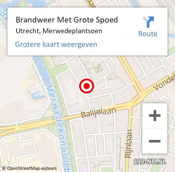 Locatie op kaart van de 112 melding: Brandweer Met Grote Spoed Naar Utrecht, Merwedeplantsoen op 17 oktober 2021 10:19