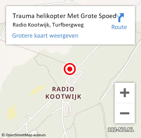 Locatie op kaart van de 112 melding: Trauma helikopter Met Grote Spoed Naar Radio Kootwijk, Turfbergweg op 17 oktober 2021 10:27