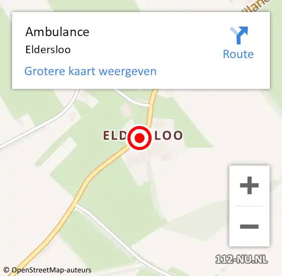 Locatie op kaart van de 112 melding: Ambulance Eldersloo op 26 juni 2014 11:15