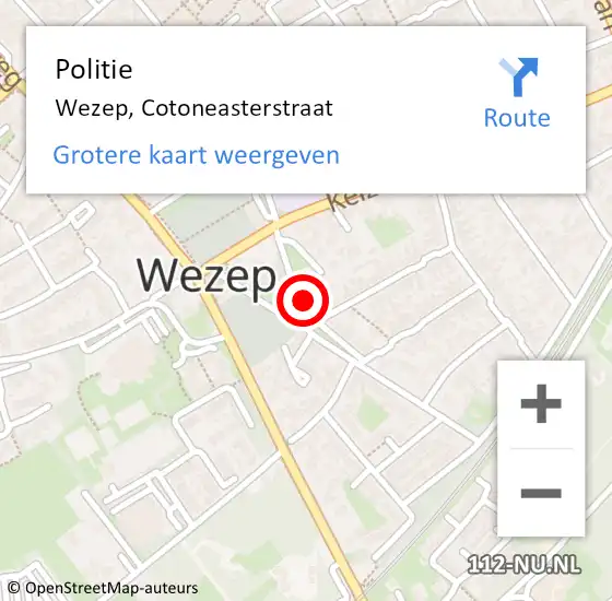 Locatie op kaart van de 112 melding: Politie Wezep, Cotoneasterstraat op 17 oktober 2021 10:42