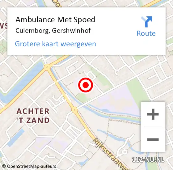 Locatie op kaart van de 112 melding: Ambulance Met Spoed Naar Culemborg, Gershwinhof op 17 oktober 2021 10:55