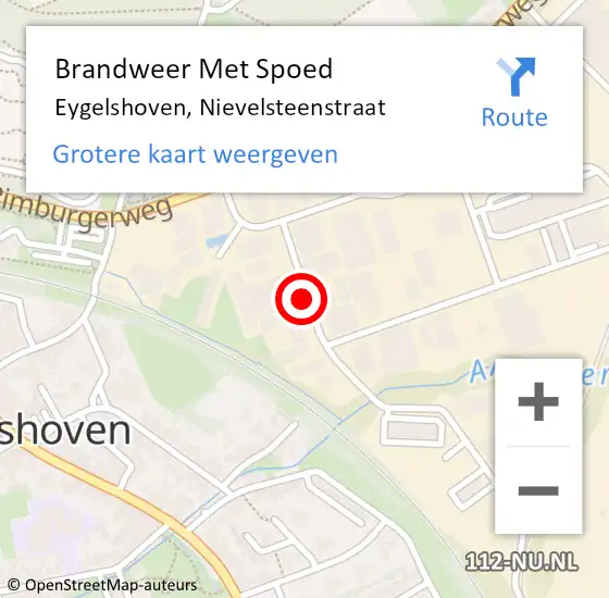 Locatie op kaart van de 112 melding: Brandweer Met Spoed Naar Eygelshoven, Nievelsteenstraat op 17 oktober 2021 11:10