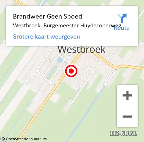 Locatie op kaart van de 112 melding: Brandweer Geen Spoed Naar Westbroek, Burgemeester Huydecoperweg op 17 oktober 2021 11:34