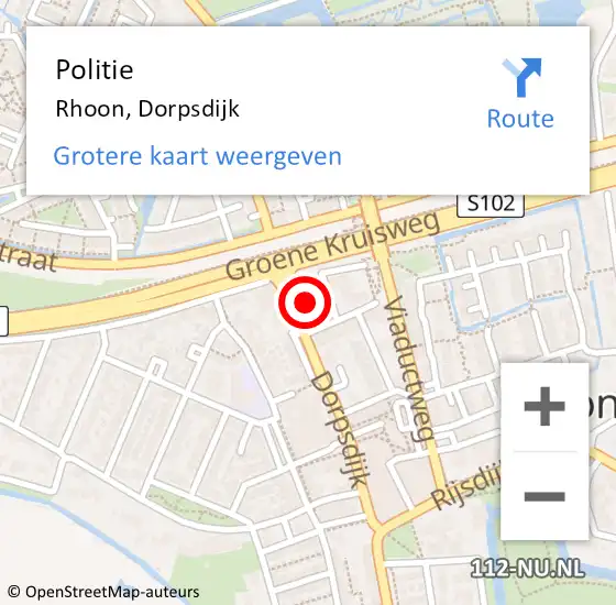 Locatie op kaart van de 112 melding: Politie Rhoon, Dorpsdijk op 17 oktober 2021 12:03