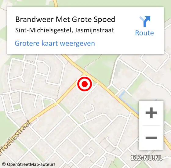 Locatie op kaart van de 112 melding: Brandweer Met Grote Spoed Naar Sint-Michielsgestel, Jasmijnstraat op 17 oktober 2021 12:31