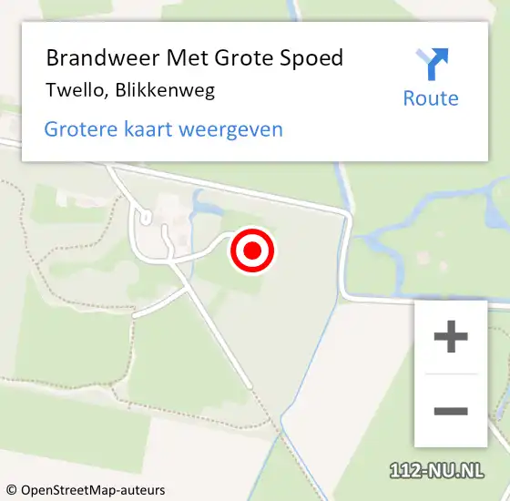 Locatie op kaart van de 112 melding: Brandweer Met Grote Spoed Naar Twello, Blikkenweg op 26 juni 2014 11:28