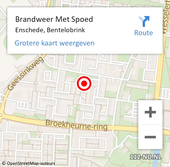 Locatie op kaart van de 112 melding: Brandweer Met Spoed Naar Enschede, Bentelobrink op 17 oktober 2021 13:06
