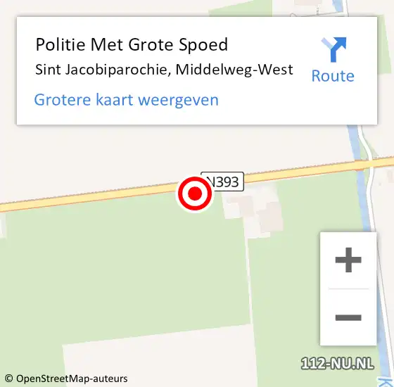 Locatie op kaart van de 112 melding: Politie Met Grote Spoed Naar Sint Jacobiparochie, Middelweg-West op 17 oktober 2021 13:33