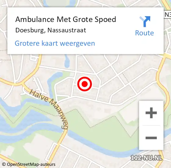 Locatie op kaart van de 112 melding: Ambulance Met Grote Spoed Naar Doesburg, Nassaustraat op 17 oktober 2021 13:40