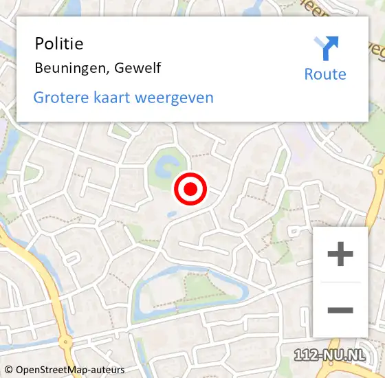 Locatie op kaart van de 112 melding: Politie Beuningen, Gewelf op 17 oktober 2021 13:41