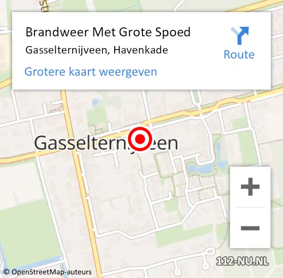 Locatie op kaart van de 112 melding: Brandweer Met Grote Spoed Naar Gasselternijveen, Havenkade op 17 oktober 2021 13:52