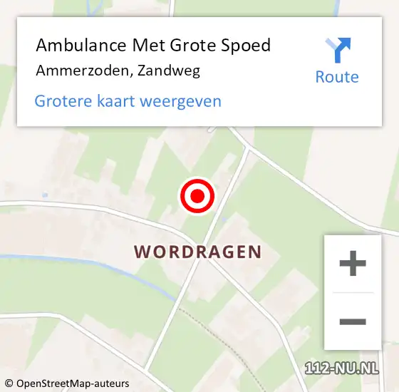 Locatie op kaart van de 112 melding: Ambulance Met Grote Spoed Naar Ammerzoden, Zandweg op 17 oktober 2021 14:09