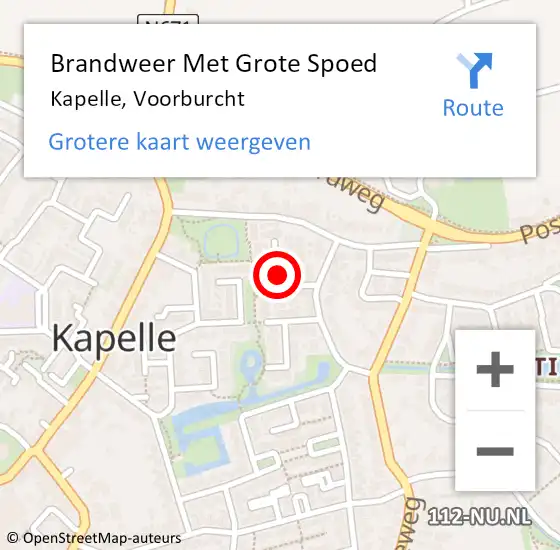 Locatie op kaart van de 112 melding: Brandweer Met Grote Spoed Naar Kapelle, Voorburcht op 17 oktober 2021 14:10