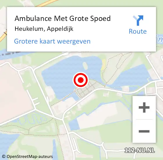 Locatie op kaart van de 112 melding: Ambulance Met Grote Spoed Naar Heukelum, Appeldijk op 17 oktober 2021 14:24