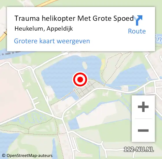Locatie op kaart van de 112 melding: Trauma helikopter Met Grote Spoed Naar Heukelum, Appeldijk op 17 oktober 2021 14:27