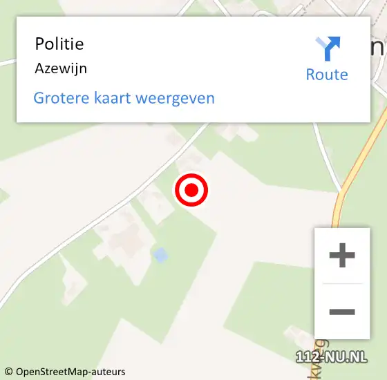 Locatie op kaart van de 112 melding: Politie Azewijn op 17 oktober 2021 14:27