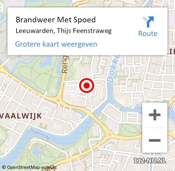 Locatie op kaart van de 112 melding: Brandweer Met Spoed Naar Leeuwarden, Thijs Feenstraweg op 26 juni 2014 11:38