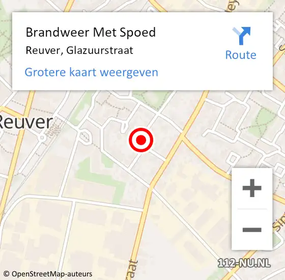 Locatie op kaart van de 112 melding: Brandweer Met Spoed Naar Reuver, Glazuurstraat op 17 oktober 2021 14:39