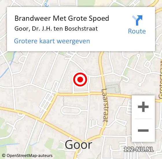 Locatie op kaart van de 112 melding: Brandweer Met Grote Spoed Naar Goor, Dr. J.H. ten Boschstraat op 17 oktober 2021 14:45