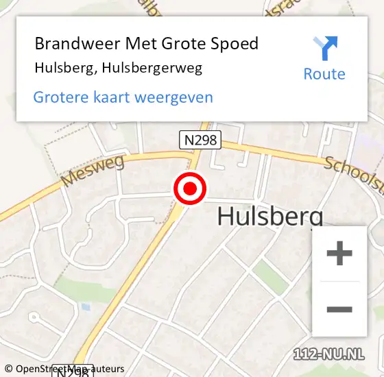 Locatie op kaart van de 112 melding: Brandweer Met Grote Spoed Naar Hulsberg, Hulsbergerweg op 17 oktober 2021 14:47