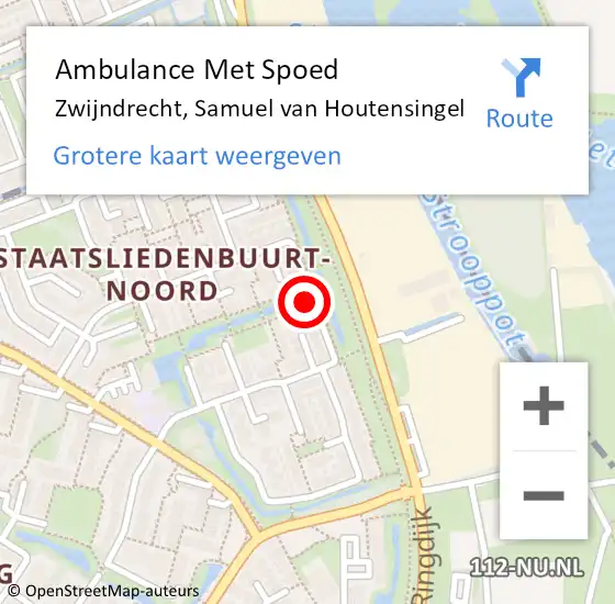 Locatie op kaart van de 112 melding: Ambulance Met Spoed Naar Zwijndrecht, Samuel van Houtensingel op 17 oktober 2021 14:58