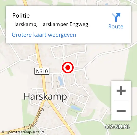 Locatie op kaart van de 112 melding: Politie Harskamp, Harskamper Engweg op 17 oktober 2021 15:08