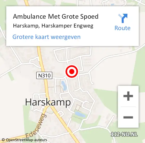 Locatie op kaart van de 112 melding: Ambulance Met Grote Spoed Naar Harskamp, Harskamper Engweg op 17 oktober 2021 15:08