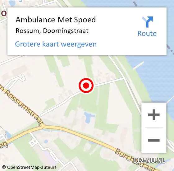 Locatie op kaart van de 112 melding: Ambulance Met Spoed Naar Rossum, Doorningstraat op 17 oktober 2021 15:10