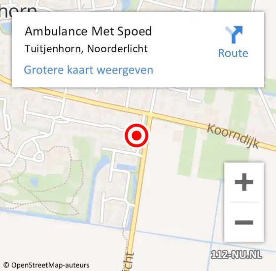 Locatie op kaart van de 112 melding: Ambulance Met Spoed Naar Tuitjenhorn, Noorderlicht op 17 oktober 2021 15:17