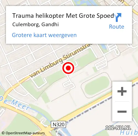 Locatie op kaart van de 112 melding: Trauma helikopter Met Grote Spoed Naar Culemborg, Gandhi op 17 oktober 2021 15:32