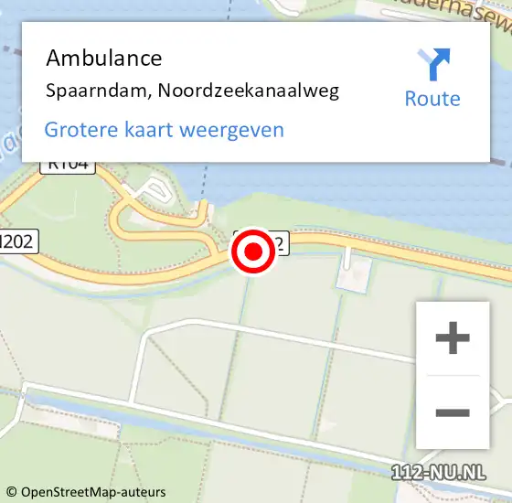 Locatie op kaart van de 112 melding: Ambulance Spaarndam, Noordzeekanaalweg op 17 oktober 2021 15:35