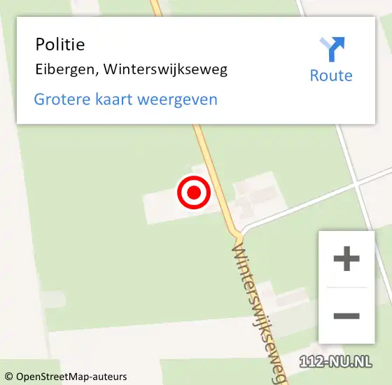 Locatie op kaart van de 112 melding: Politie Eibergen, Winterswijkseweg op 17 oktober 2021 15:40