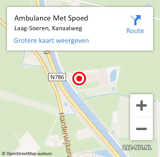 Locatie op kaart van de 112 melding: Ambulance Met Spoed Naar Laag-Soeren, Kanaalweg op 17 oktober 2021 15:47