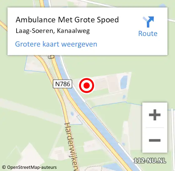 Locatie op kaart van de 112 melding: Ambulance Met Grote Spoed Naar Laag-Soeren, Kanaalweg op 17 oktober 2021 15:49