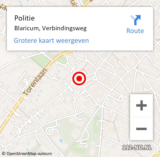 Locatie op kaart van de 112 melding: Politie Blaricum, Verbindingsweg op 17 oktober 2021 15:50