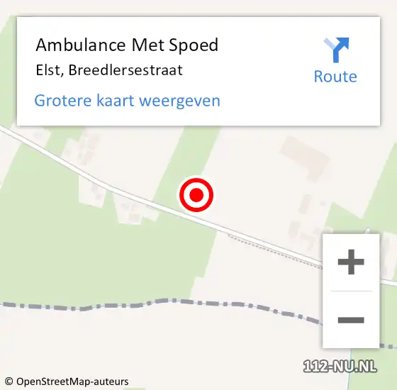 Locatie op kaart van de 112 melding: Ambulance Met Spoed Naar Elst, Breedlersestraat op 17 oktober 2021 16:04