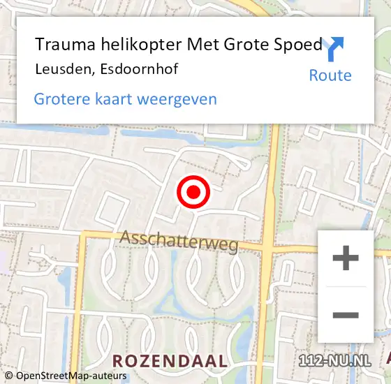 Locatie op kaart van de 112 melding: Trauma helikopter Met Grote Spoed Naar Leusden, Esdoornhof op 17 oktober 2021 16:07