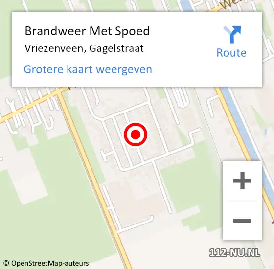 Locatie op kaart van de 112 melding: Brandweer Met Spoed Naar Vriezenveen, Gagelstraat op 17 oktober 2021 16:18