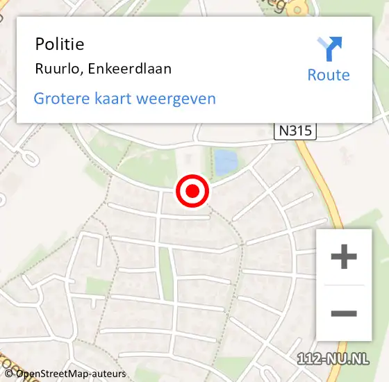 Locatie op kaart van de 112 melding: Politie Ruurlo, Enkeerdlaan op 17 oktober 2021 16:26