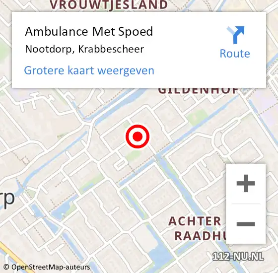 Locatie op kaart van de 112 melding: Ambulance Met Spoed Naar Nootdorp, Krabbescheer op 17 oktober 2021 17:26