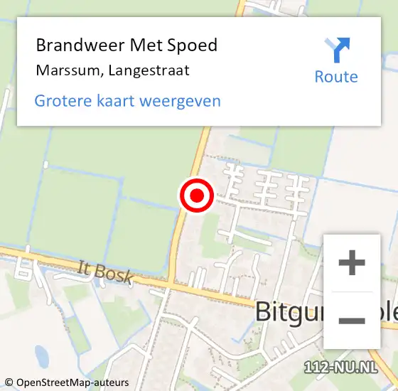 Locatie op kaart van de 112 melding: Brandweer Met Spoed Naar Menaldum, Langestraat op 17 oktober 2021 17:43