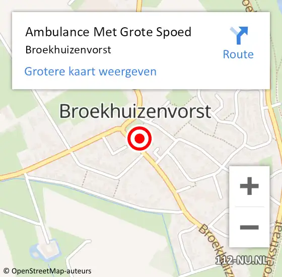 Locatie op kaart van de 112 melding: Ambulance Met Grote Spoed Naar Broekhuizenvorst op 17 oktober 2021 17:50