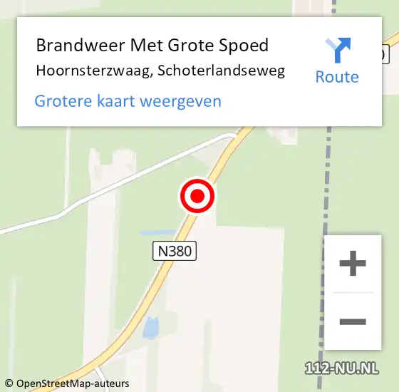 Locatie op kaart van de 112 melding: Brandweer Met Grote Spoed Naar Hoornsterzwaag, Schoterlandseweg op 17 oktober 2021 17:58