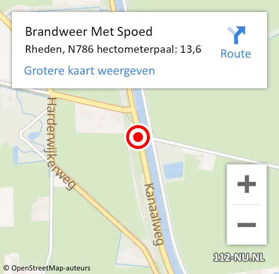 Locatie op kaart van de 112 melding: Brandweer Met Spoed Naar Rheden, N786 hectometerpaal: 13,6 op 17 oktober 2021 17:59