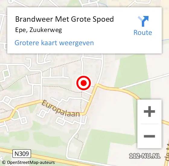 Locatie op kaart van de 112 melding: Brandweer Met Grote Spoed Naar Epe, Zuukerweg op 17 oktober 2021 18:03