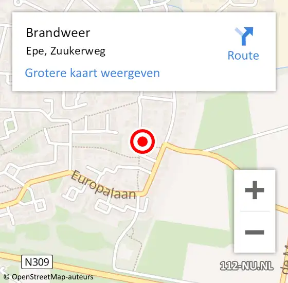 Locatie op kaart van de 112 melding: Brandweer Epe, Zuukerweg op 17 oktober 2021 18:06