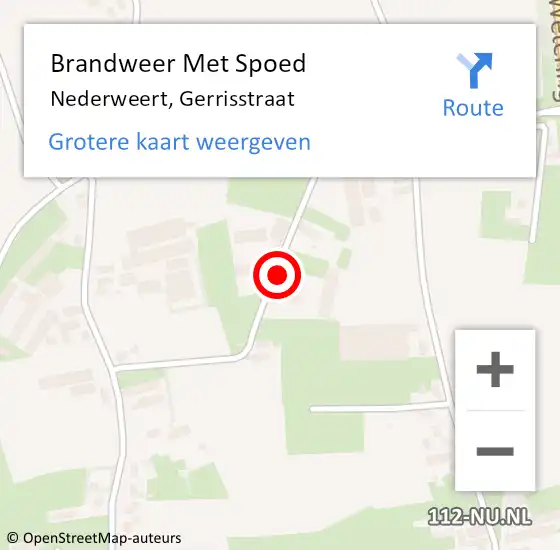 Locatie op kaart van de 112 melding: Brandweer Met Spoed Naar Nederweert, Gerrisstraat op 17 oktober 2021 18:06